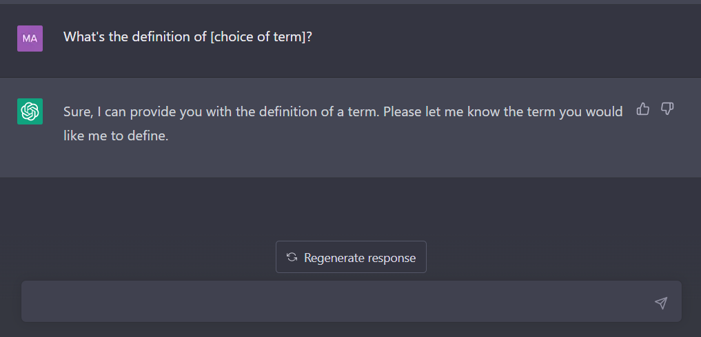 What's the definition of [choice of term]? 