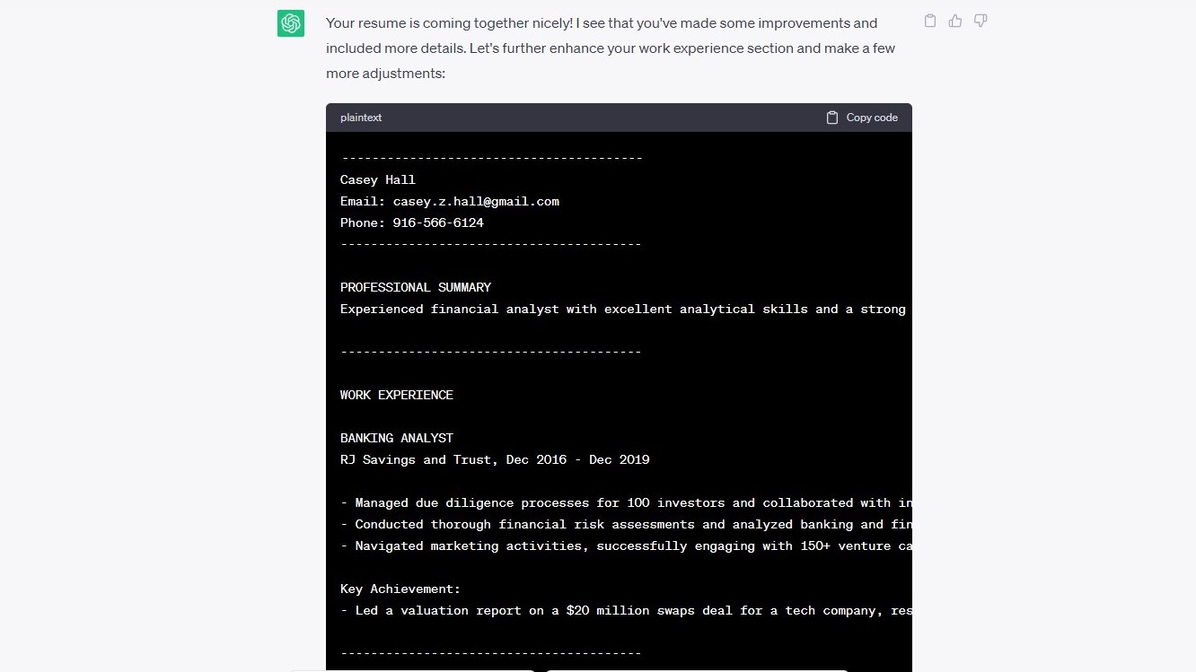 Resume Build Using Chatgpt