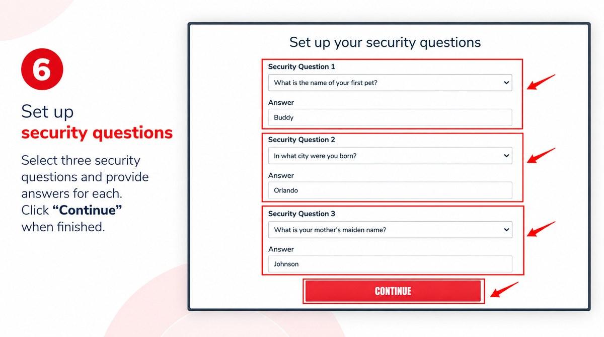 Set up your security questions